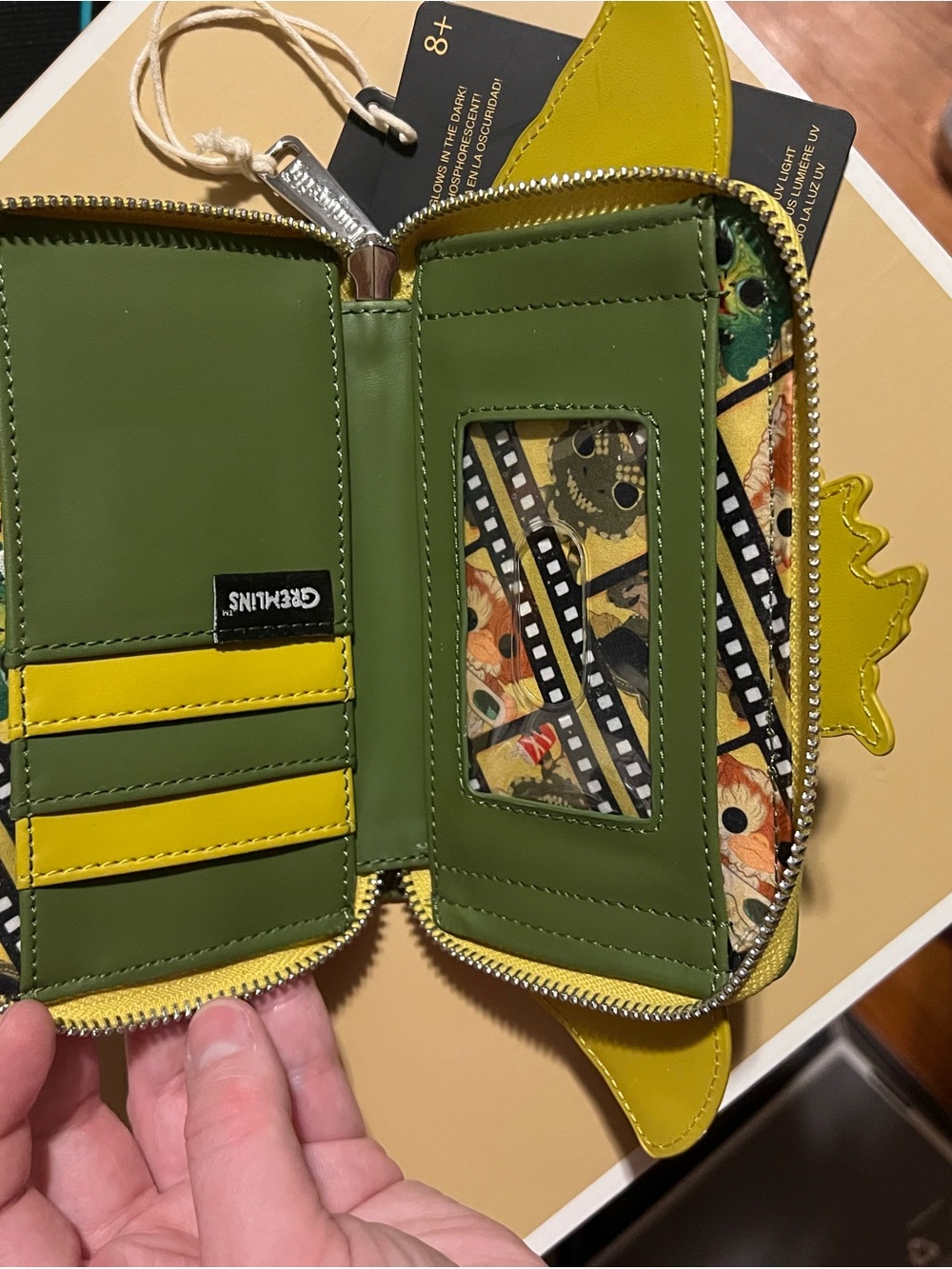 Loungefly Gremlins 3D Glasses Zip Wallet - Olive, Cream, Red & Blue Accents - Picture 4 of 6